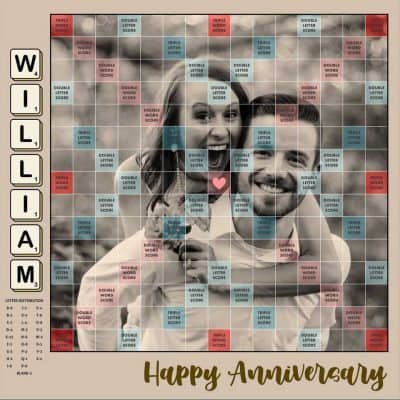romantic anniversary gifts for her: Customized Scrabble Board