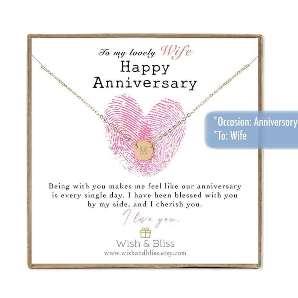 wedding anniversary ideas for her:  Initial Necklace