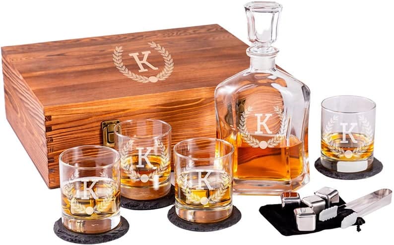custom whiskey decanter set - unique anniversary gifts for him
