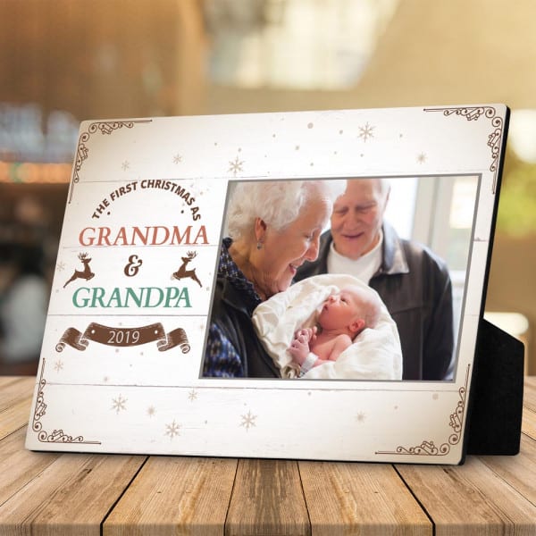 Grandma and Grandpa Photo On Desktop Plaque