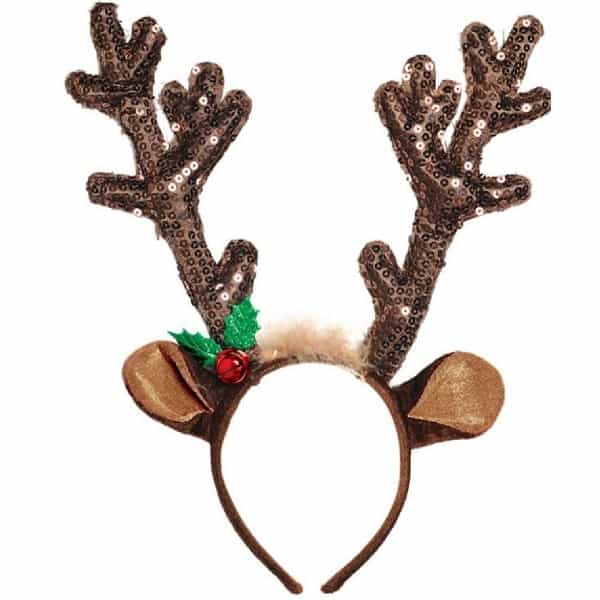 Brown Antler Sequined Deer Headband