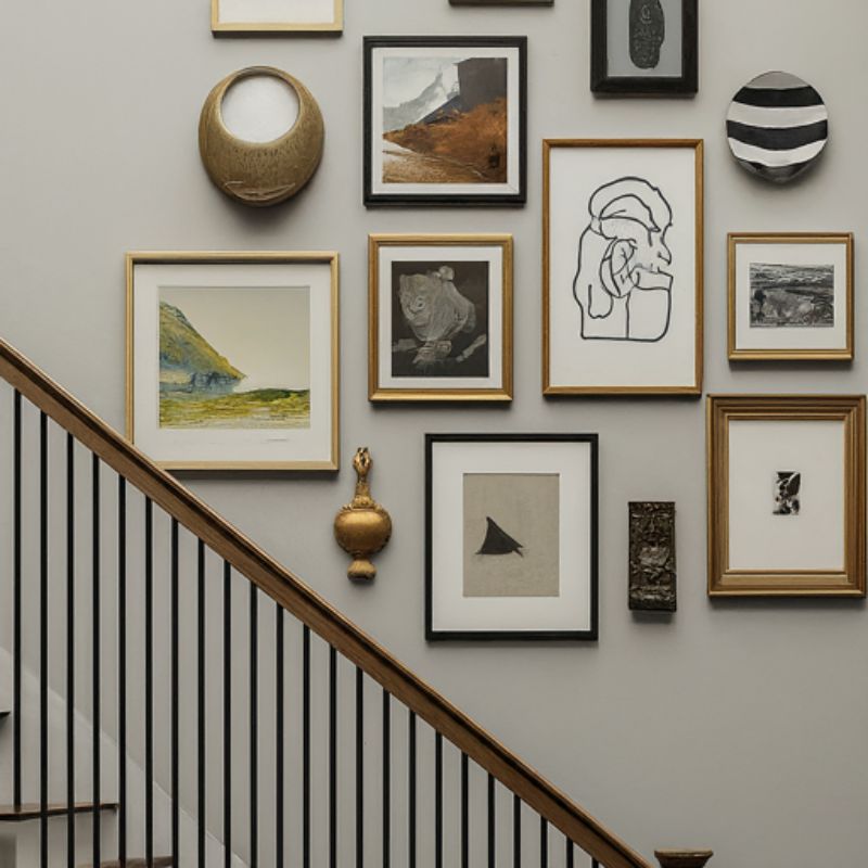 Staircase Gallery Wall Ideas Choose a Theme or Color Scheme