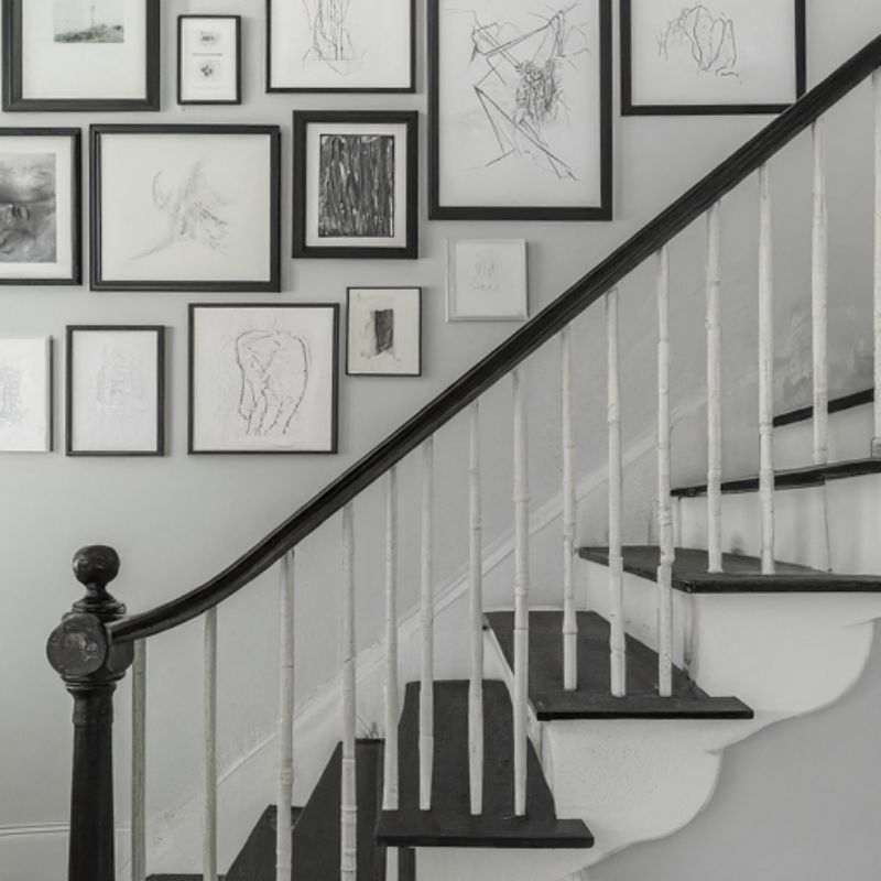 Staircase Gallery Wall Ideas Mix Sizes and Shapes