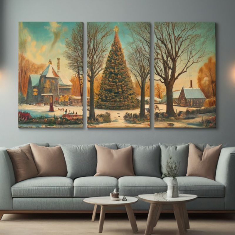 Seasonal Canvas Print Arrangement for Festive Decor